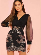 Elegant Sexy V-Neck Sequin Dress, Formal Gown For Party